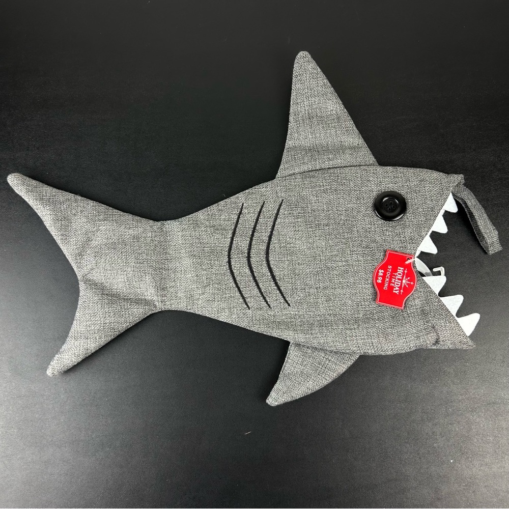 Holiday Time Shark Hanging Christmas Stocking